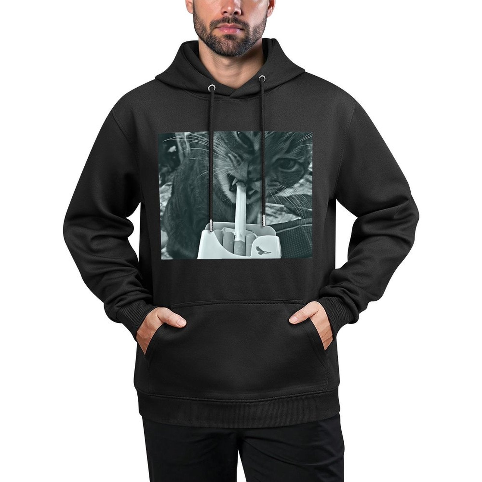 Cat Smoking Cigarette Shrink-Resistant Hoodie