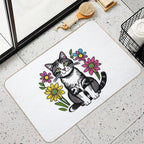 Cat with Wild Flowers  Versatile Bath Mat