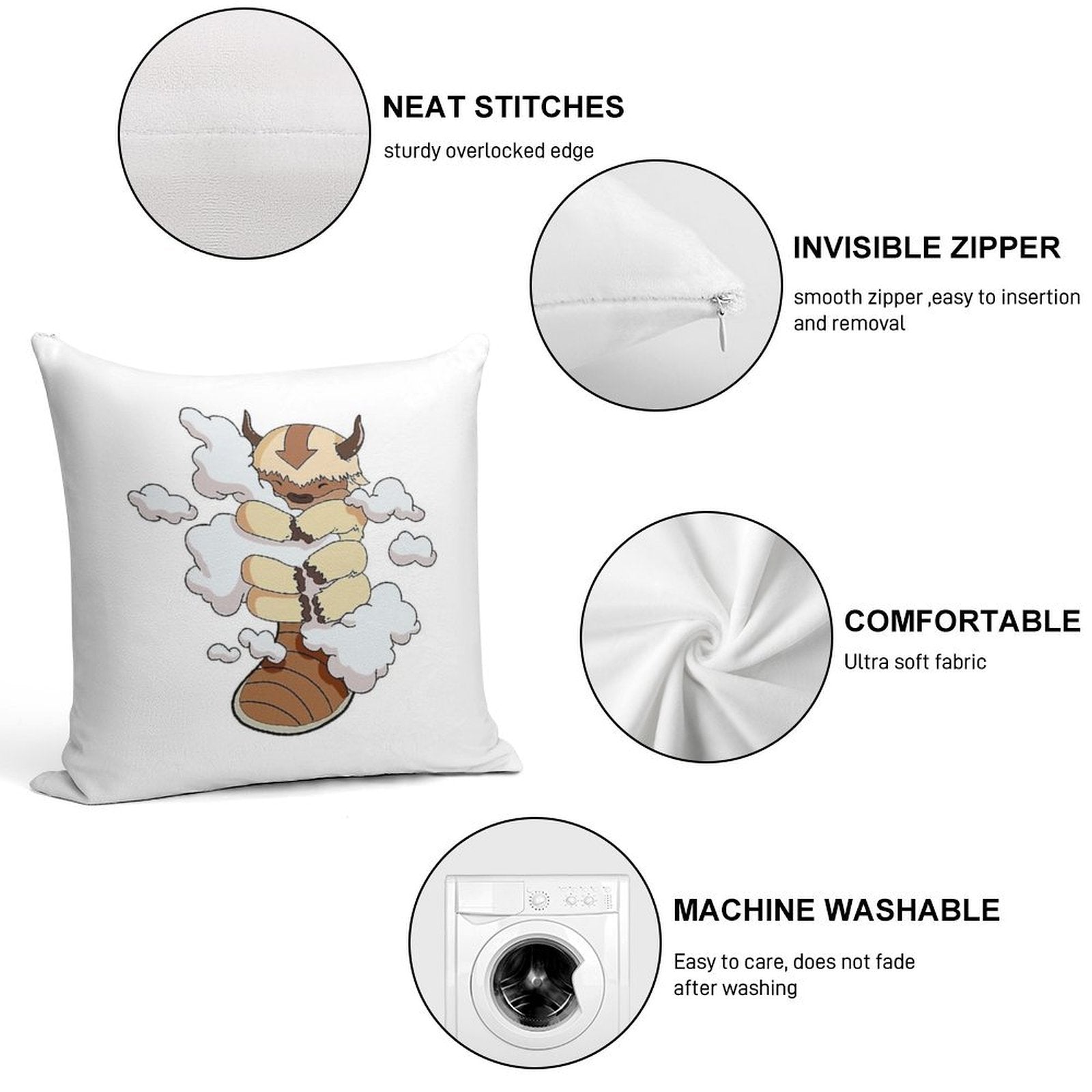 Appa with Clouds Soft Bedroom Essential Throw Pillow