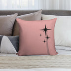 1950s Atomic Age Retro Starbursts in 50s Pink And Black Soft Warmth Comfort Throw Pillow
