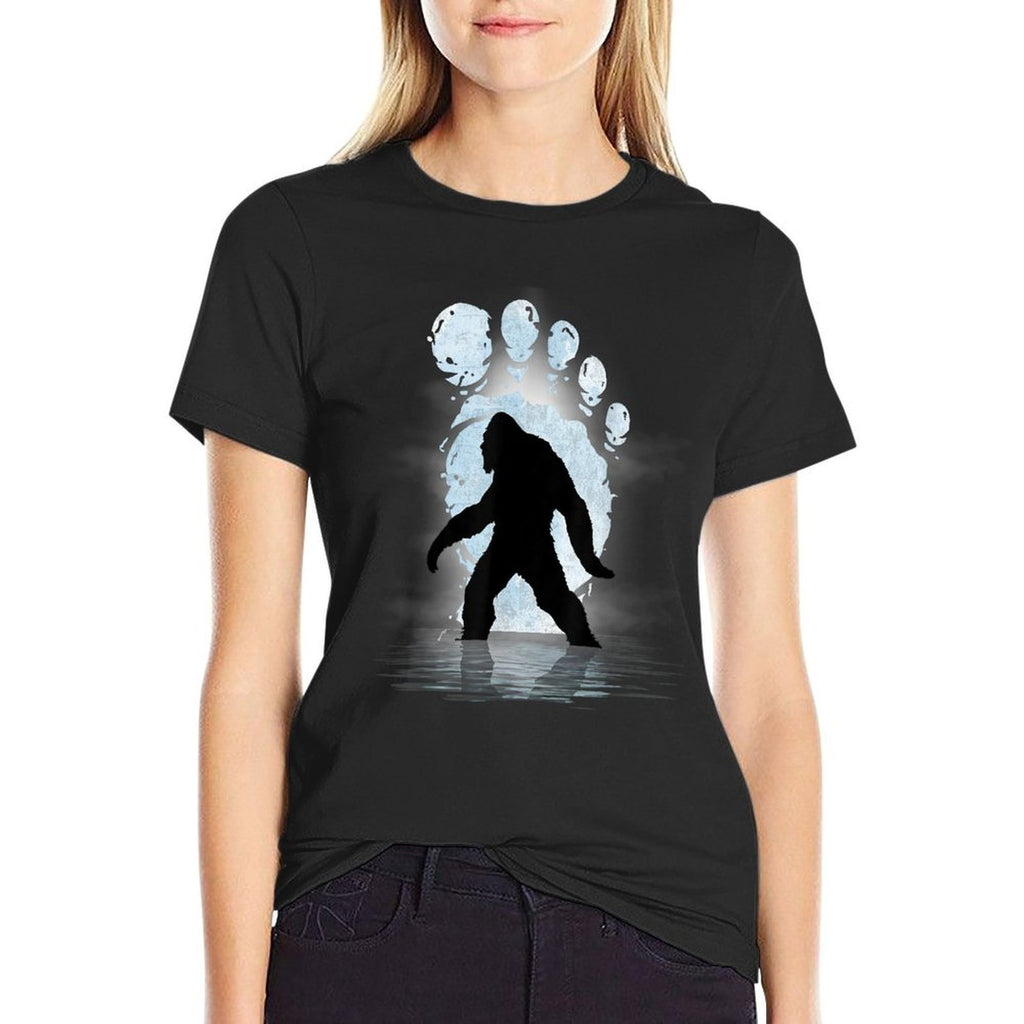 Bigfoot Footprint Moon Light Funny Sasquatch  Eco-friendly Material T-Shirt