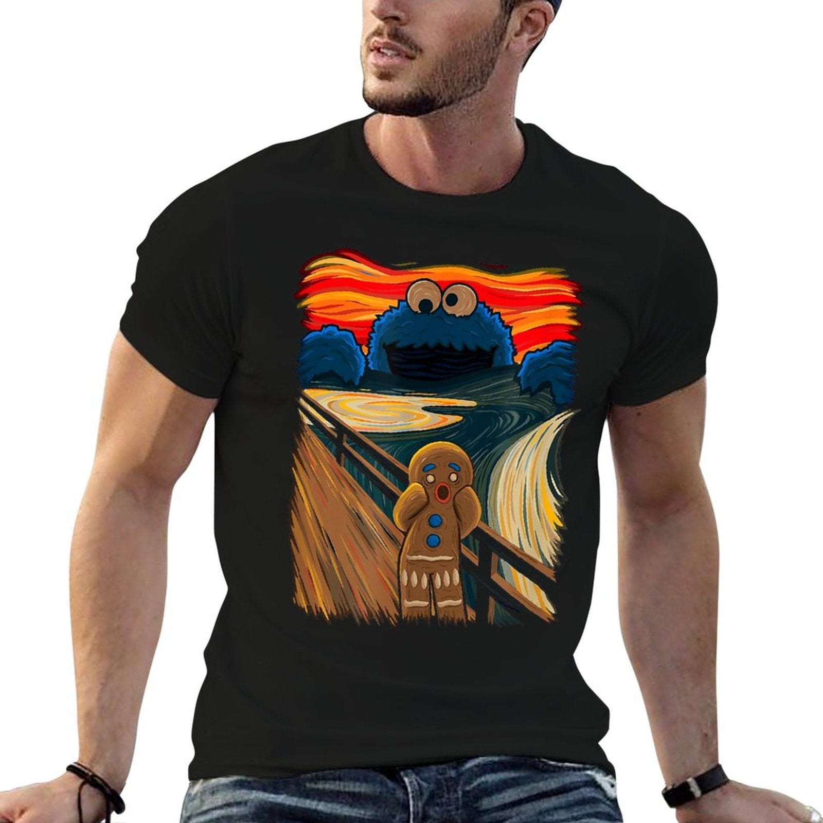Cookie Muncher The Scream Munch Monster Joke  Eco-friendly Material T-Shirt