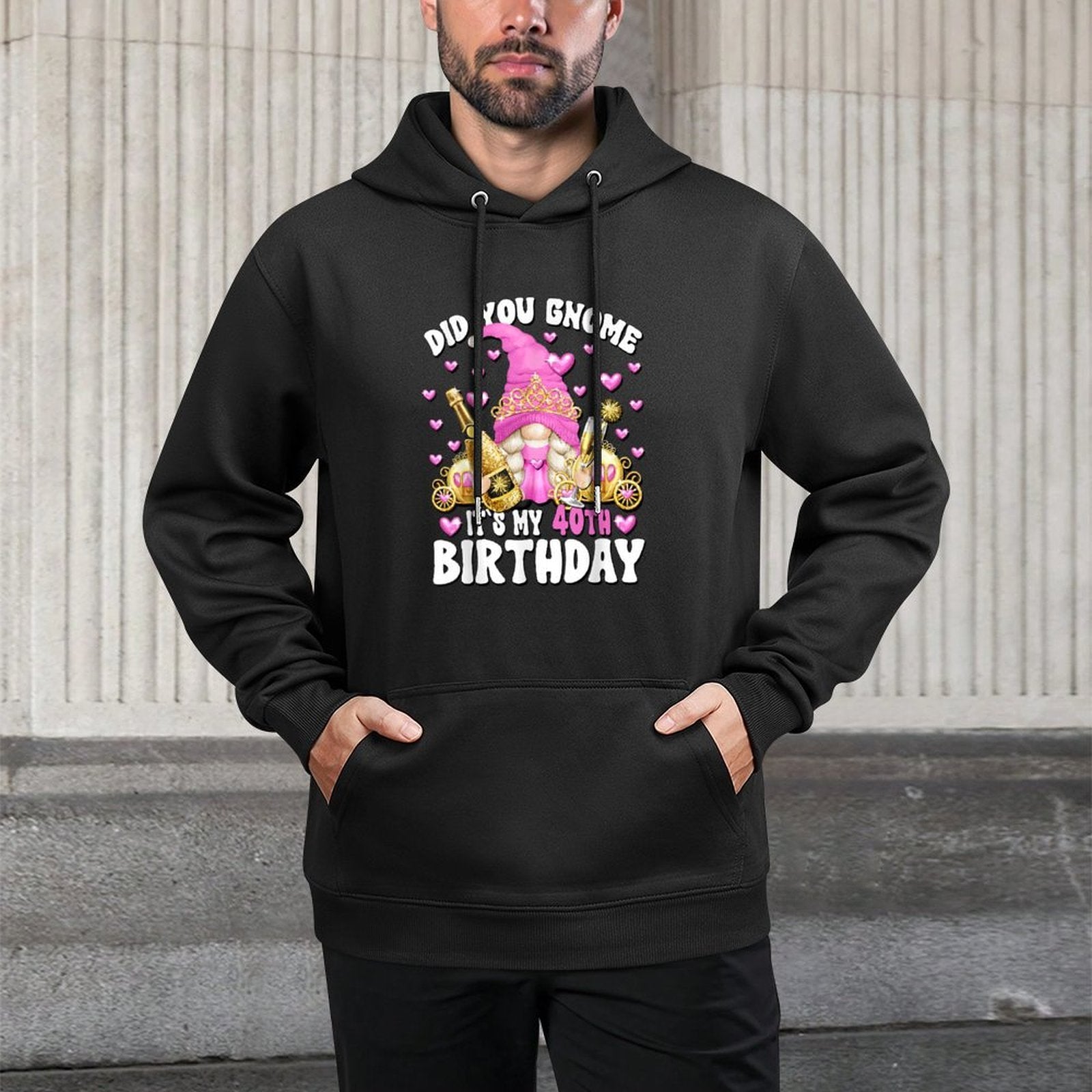 Funny 40th Birthday Gnome Mom For Women Pink Bday Princess Casual Wear Hoodie