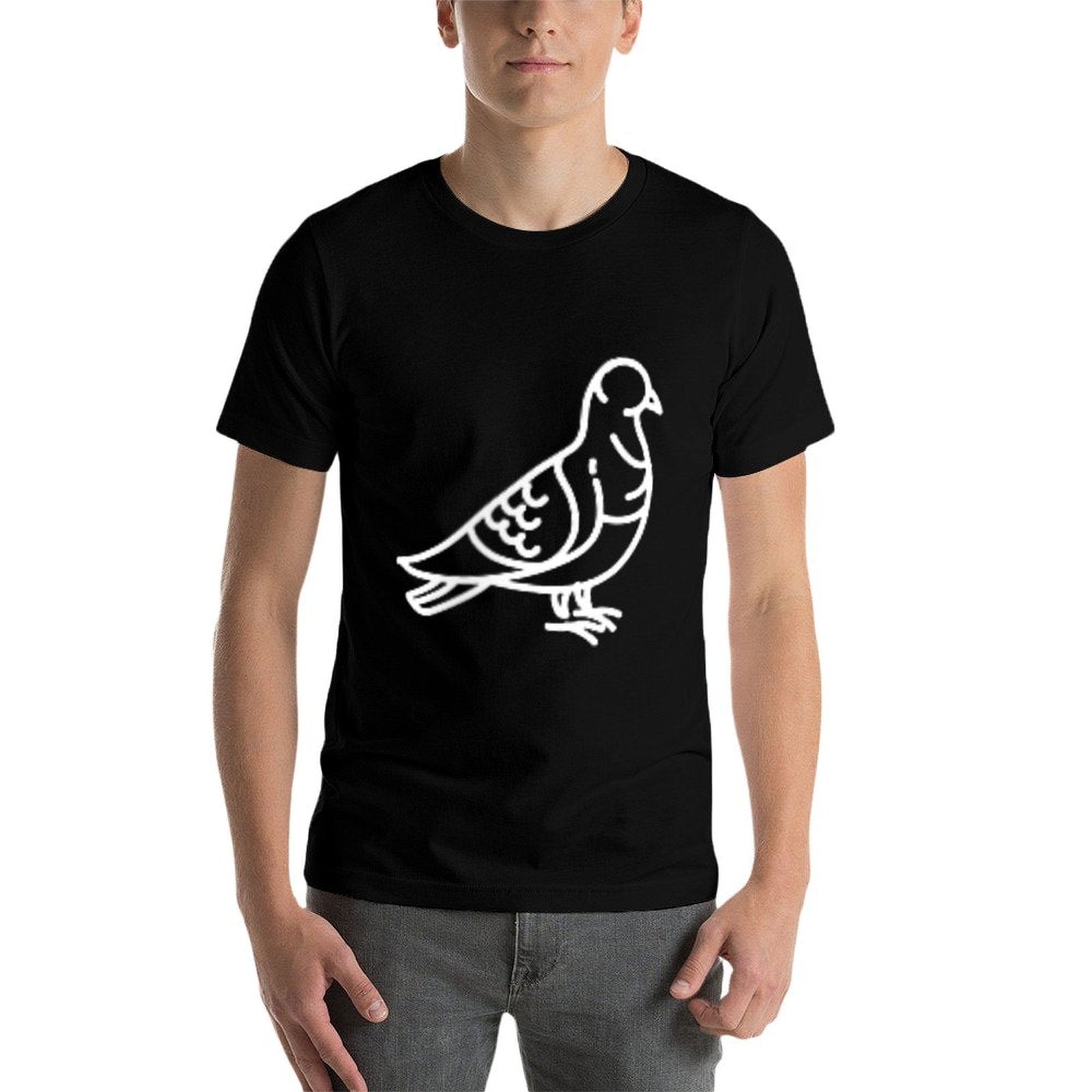 Pigeon Bird Badge Patch Line Art Icon Outline Gift  High-quality Stitching T-Shirt