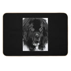 Newfoundland Dog Portrait in Black And White  Slip-Resistant Bath Mat