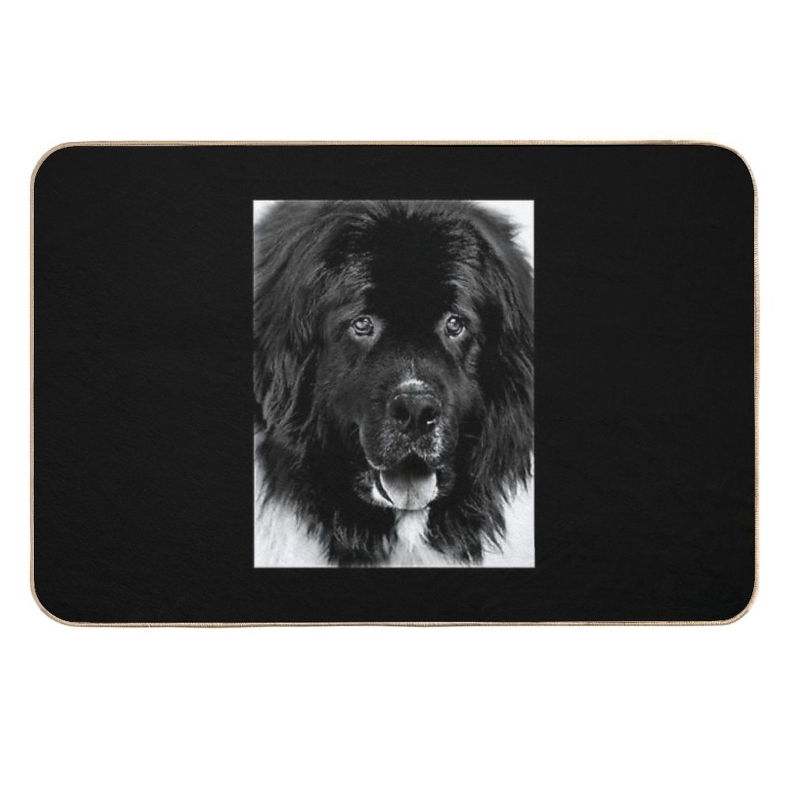 Newfoundland Dog Portrait in Black And White  Slip-Resistant Bath Mat