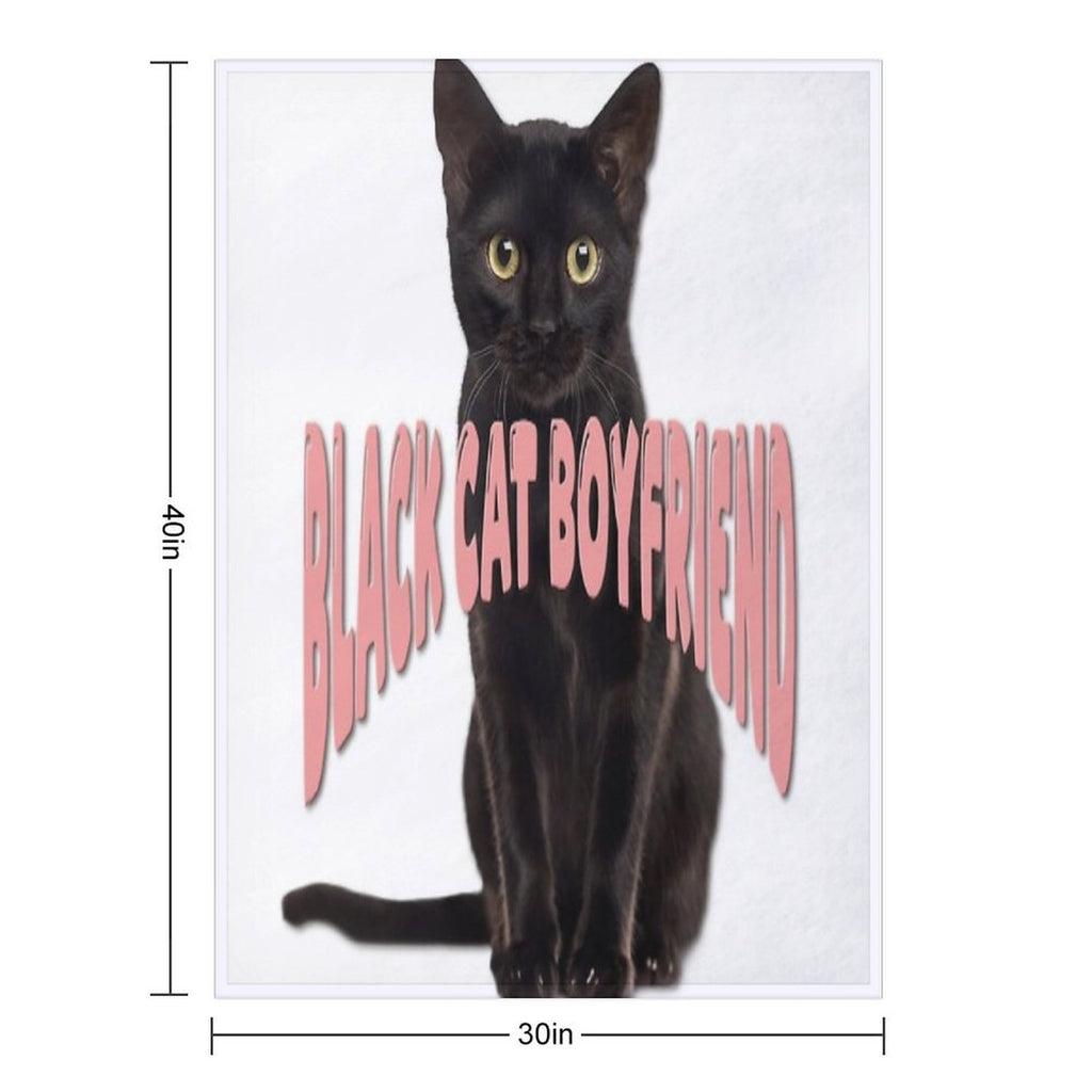 Black Cat Boyfriend Print Gift-ready Throw Blanket