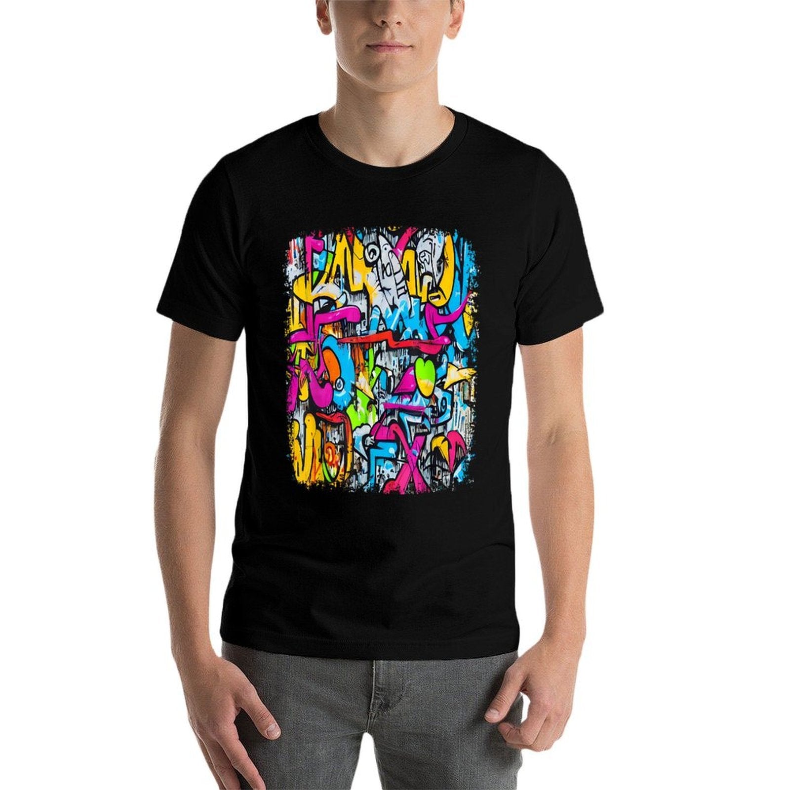 Graffiti Artist In Urban Style Street Funny Art Graffiti  Slim-fit Cut T-Shirt