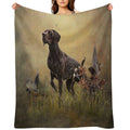 A German Shorthaired Pointer on Point Multi-functional Throw Blanket