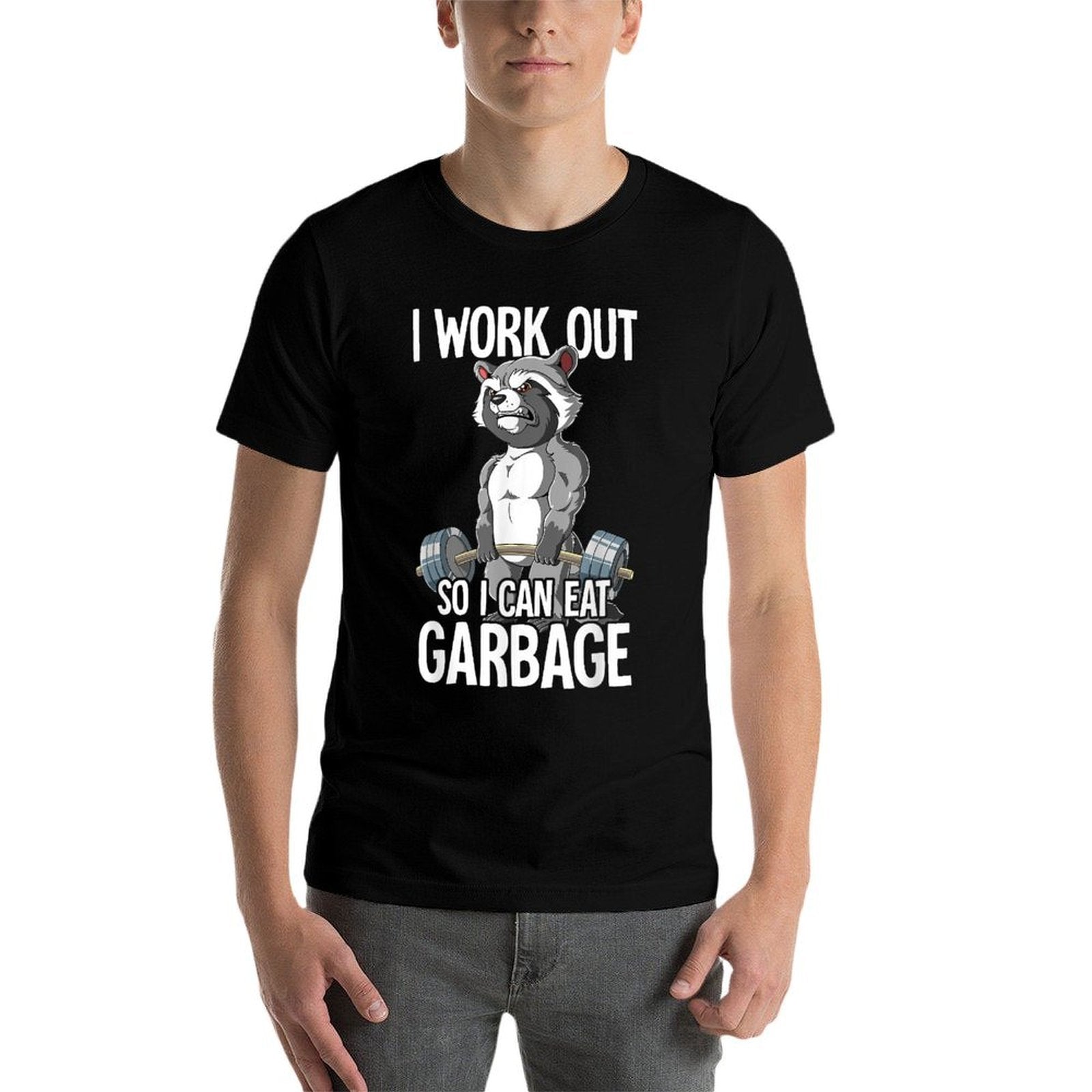 Raccoon Gym Weight Training I Work Out So I Can Eat Garbage  Summer-ready Fabric T-Shirt