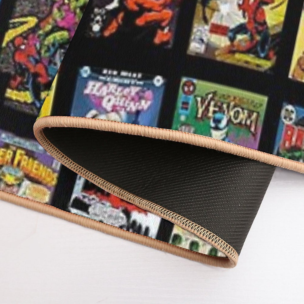 Vintage Superhero Evil Villains Comic Book Collection Retro Pattern  Non-Slip Bath Mat