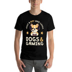 Just A Boy Who Loves Dogs And Gaming Cute Gamer Dog  Trendy Pattern T-Shirt