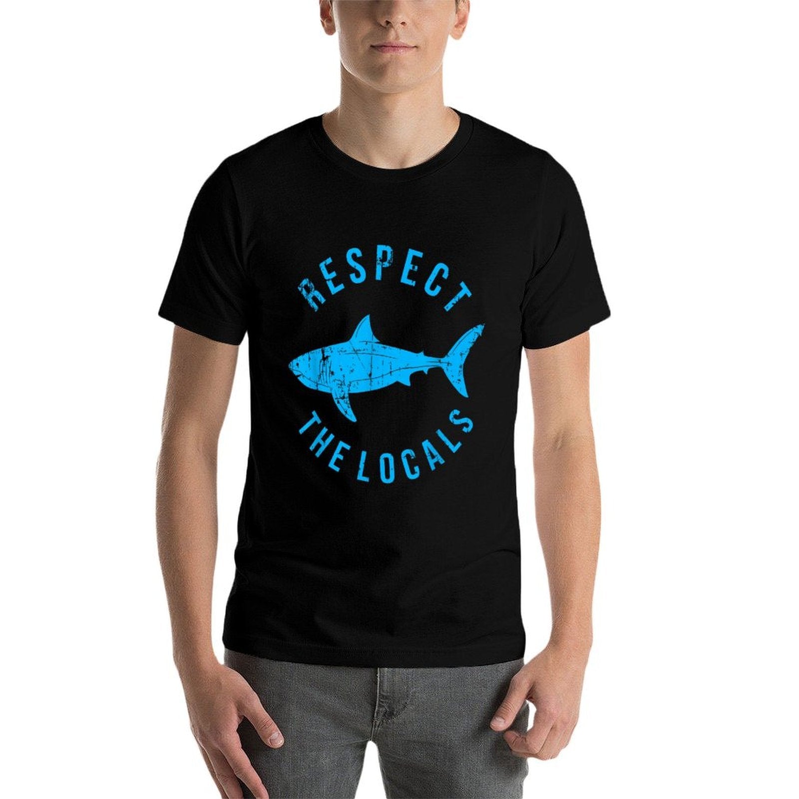 Respect The Locals Shark Ocean Animal Rights Biology Life  Slim-fit Cut T-Shirt