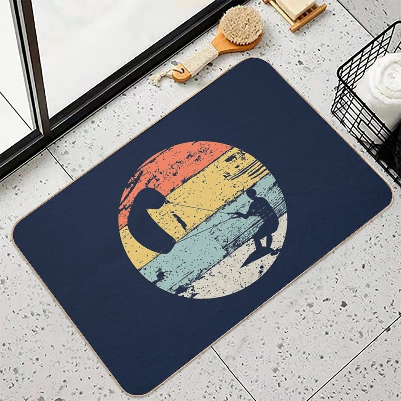 Kite Boarding Kiteboarder Retro Vintage Look Gift  Long-Lasting Bath Mat