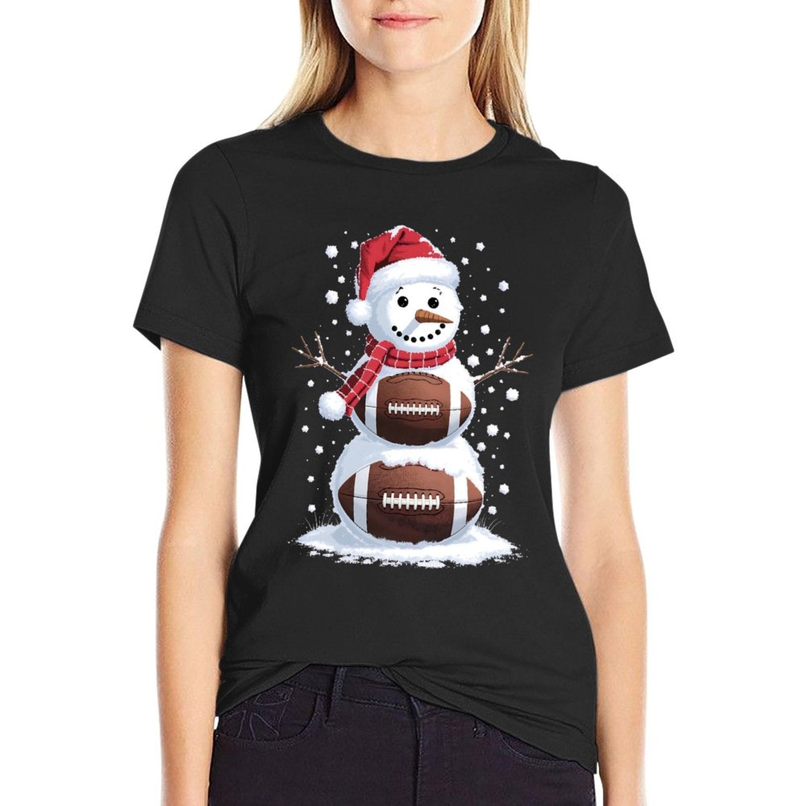 Christmas Football Snowman Kids Football Christmas Women Men  Affordable Price T-Shirt