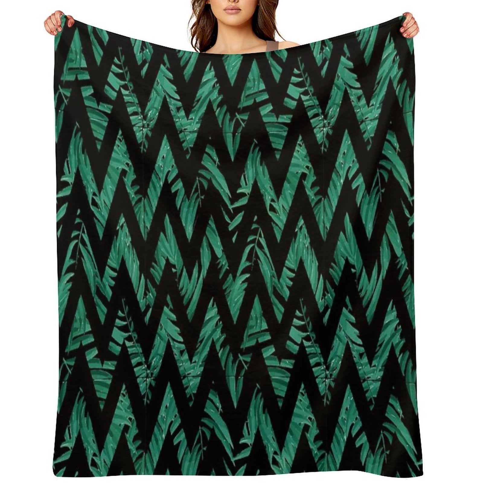 Palm Leaves Zig Zag Line 2 All-season Throw Blanket