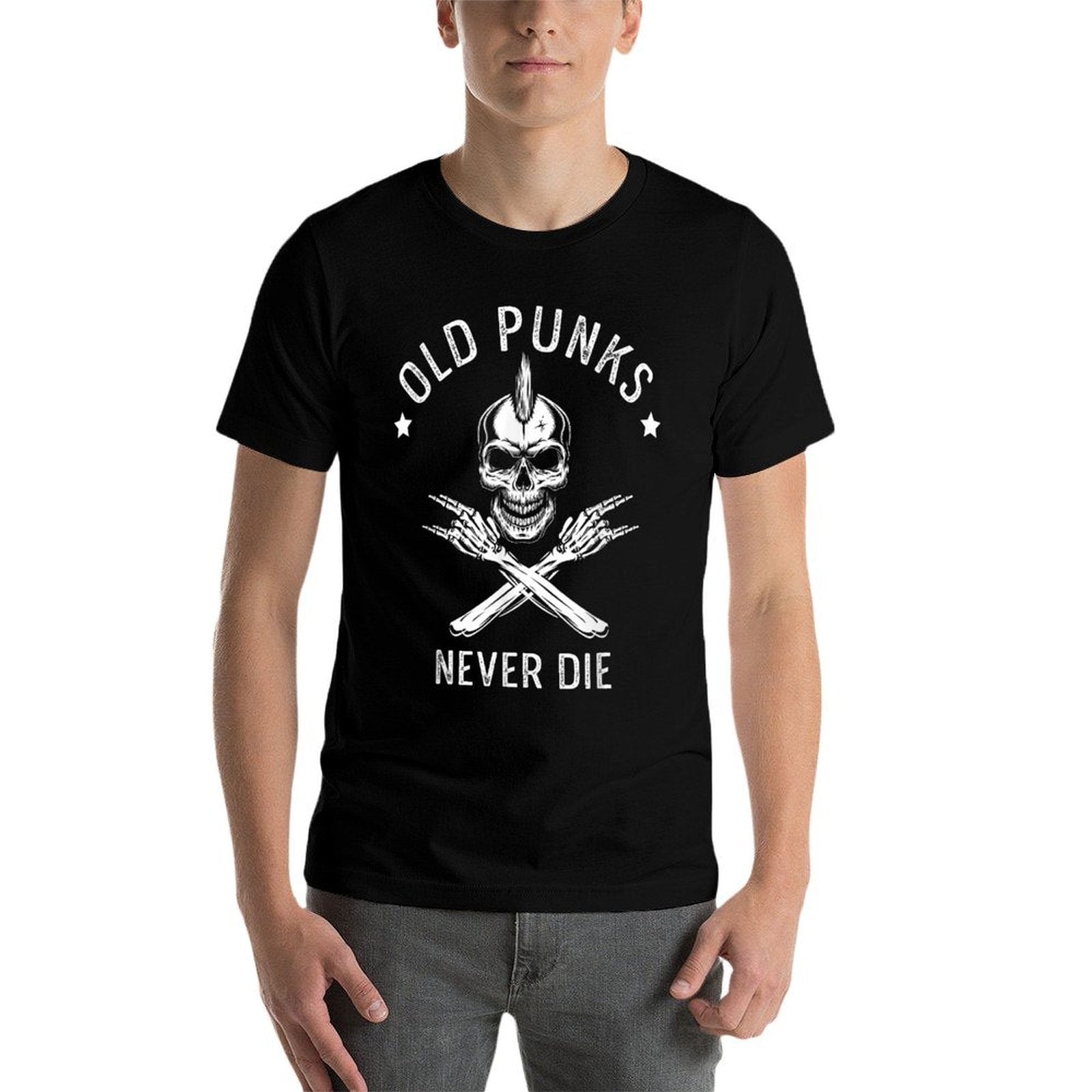 Old Punks Never Die Punker Rocker Subculture Skull Rocker  Easy-care T-Shirt