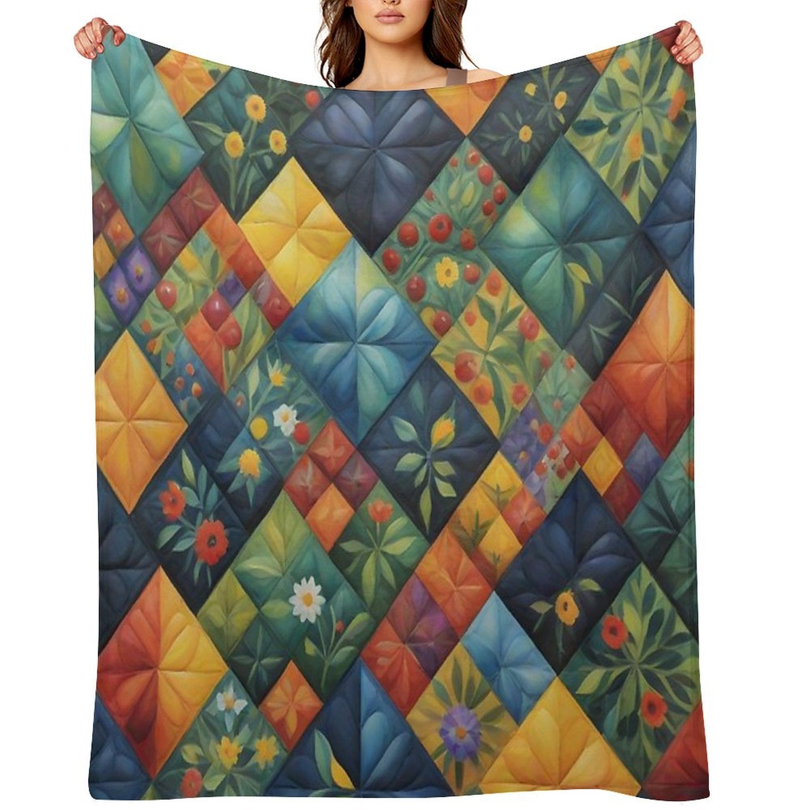 Colorful Quilting Pattren - Quilting Lover - Funny Quilter Versatility Throw Blanket