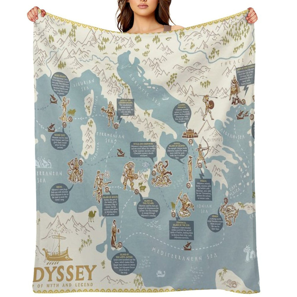 Odyssey A Map of Myth And Legend Versatility Throw Blanket