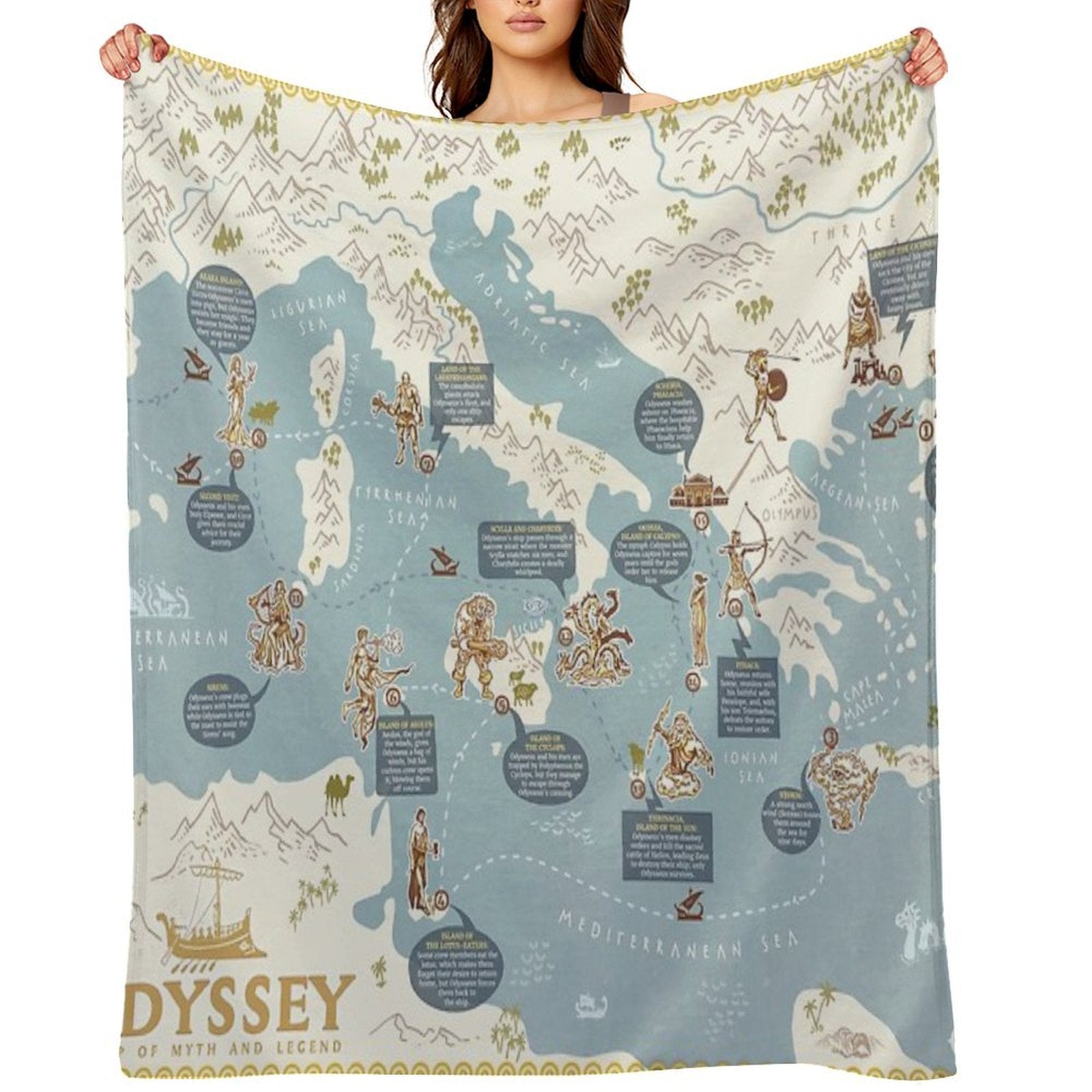 Odyssey A Map of Myth And Legend Versatility Throw Blanket