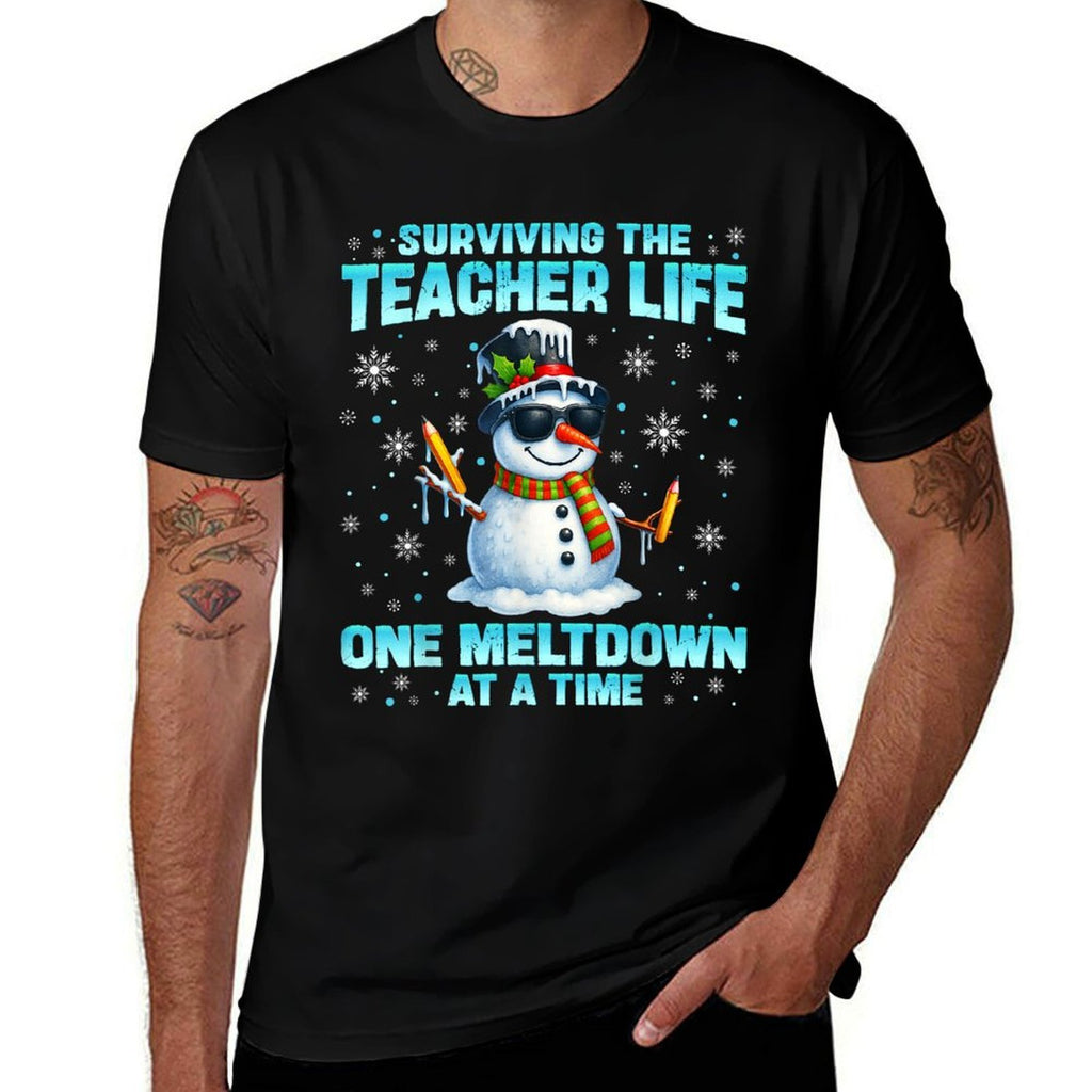 Surviving The Teacher Life Pjs Pajamas Christmas Xmas Teache  Soft T-Shirt