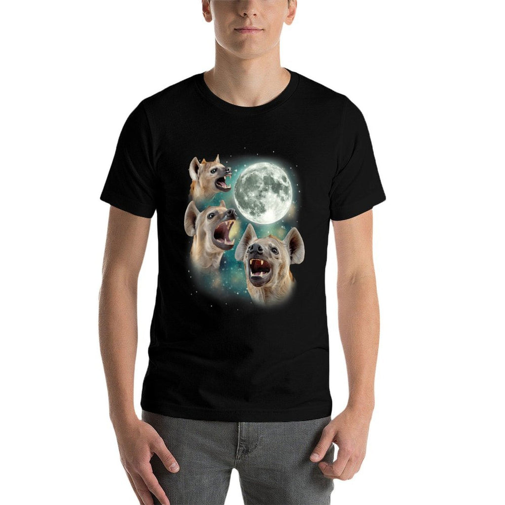 Three Hyena Moon  3 Laughing Hyenas Howling Meme Cursed  Breathable T-Shirt
