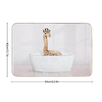 Baby Giraffe in Modern Bathtub Pink Print, Baby Giraffe Bathing, Animals in Bathtub Art by Synplus  Non-Slip Bath Mat