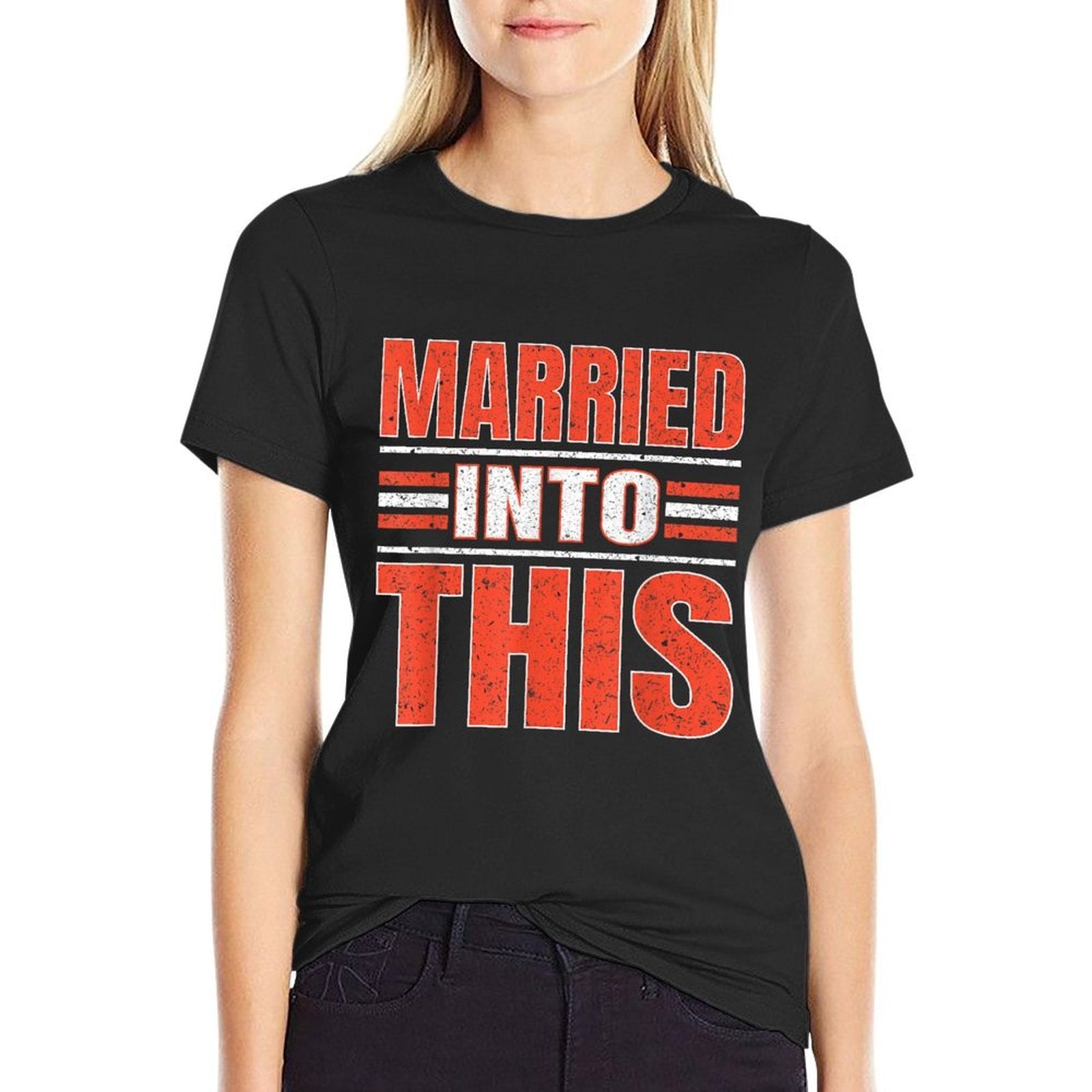 Married Into This Cleveland Funny Cleveland Gift  Summer-ready Fabric T-Shirt