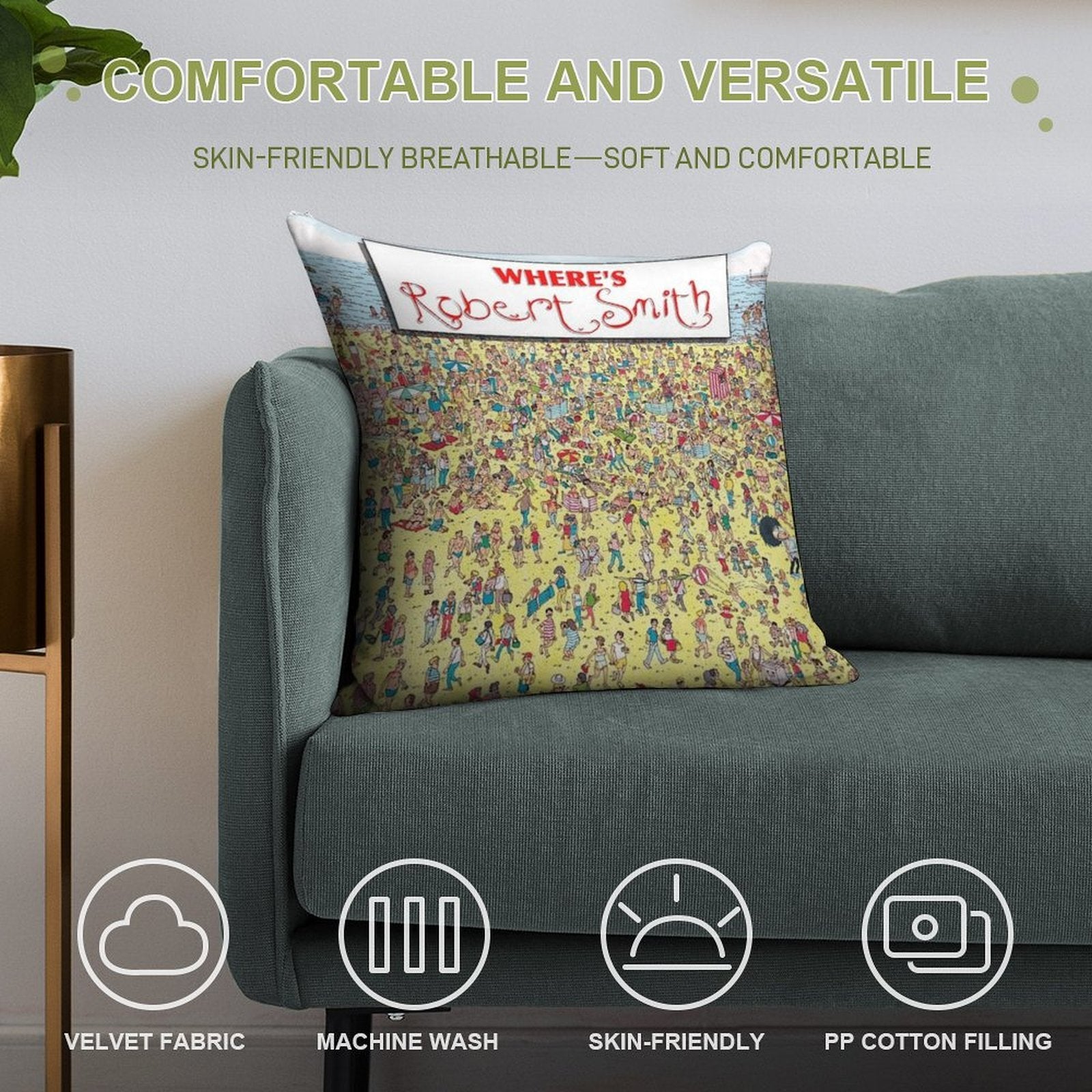 Where's Robert Smith - The Cure Soft Reinforced Edging Throw Pillow