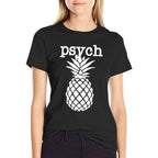 Mens Psych Pineapple Fruit Funny Graphic White  Summer-ready Fabric T-Shirt