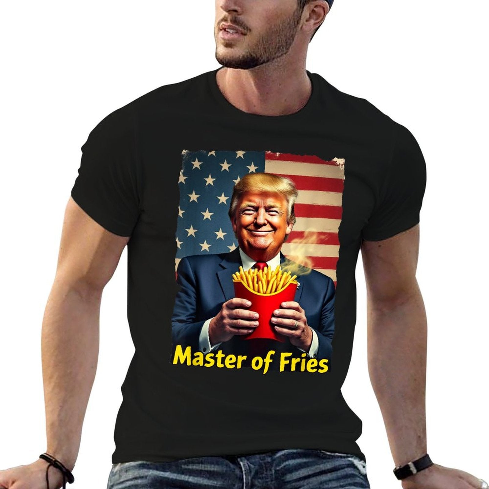 Master of Fries Trump 2024 Funny Drive-Thru Meme  Trendy Pattern T-Shirt