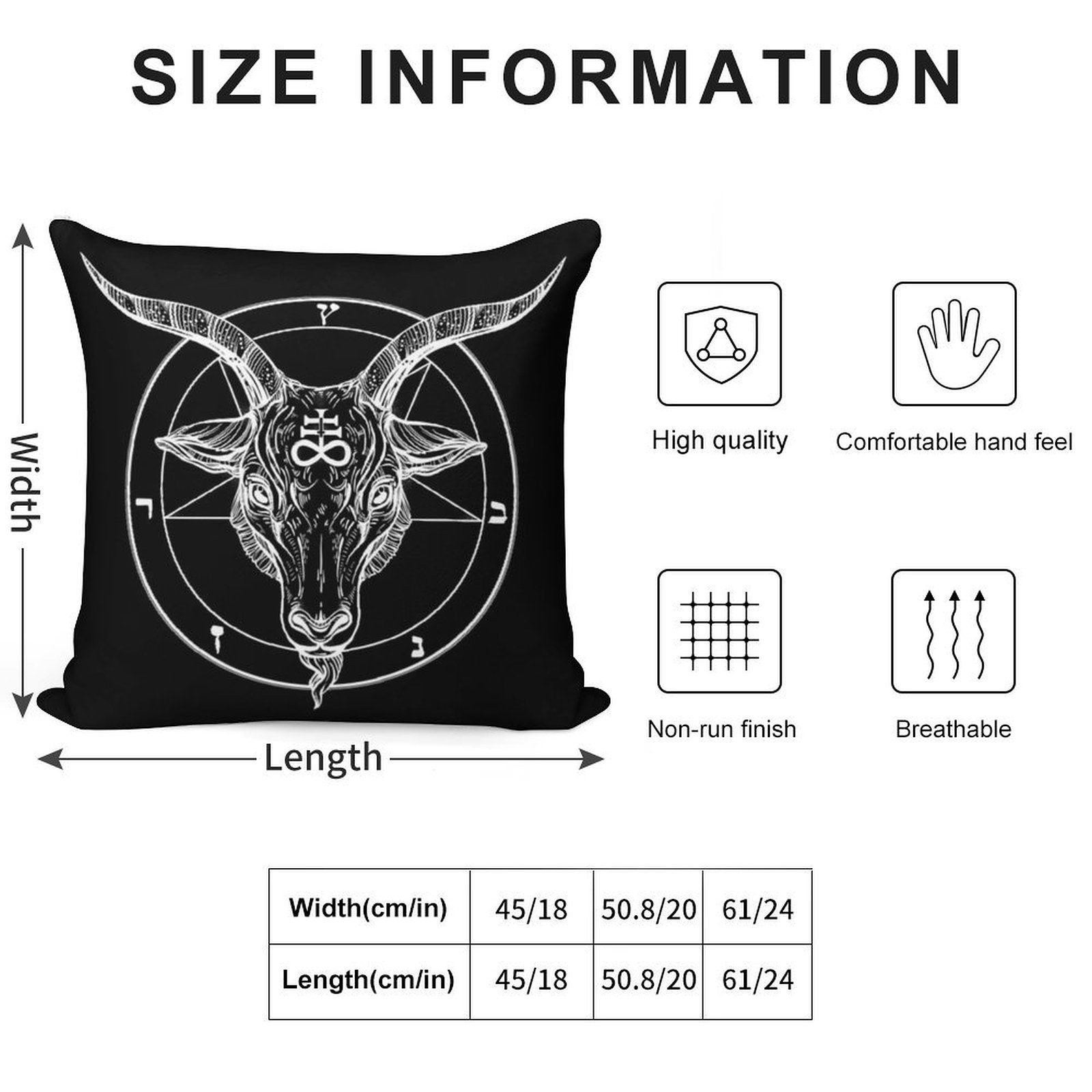 Baphomet Goat Head with Pentagram Occult Symbolism Or Satanist Symbols Soft Durable Construction Throw Pillow