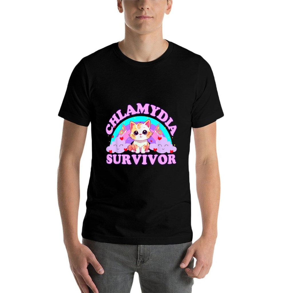 Chlamydia Survivor Cat Meme Funnys for Men Adult Humor  Soft T-Shirt