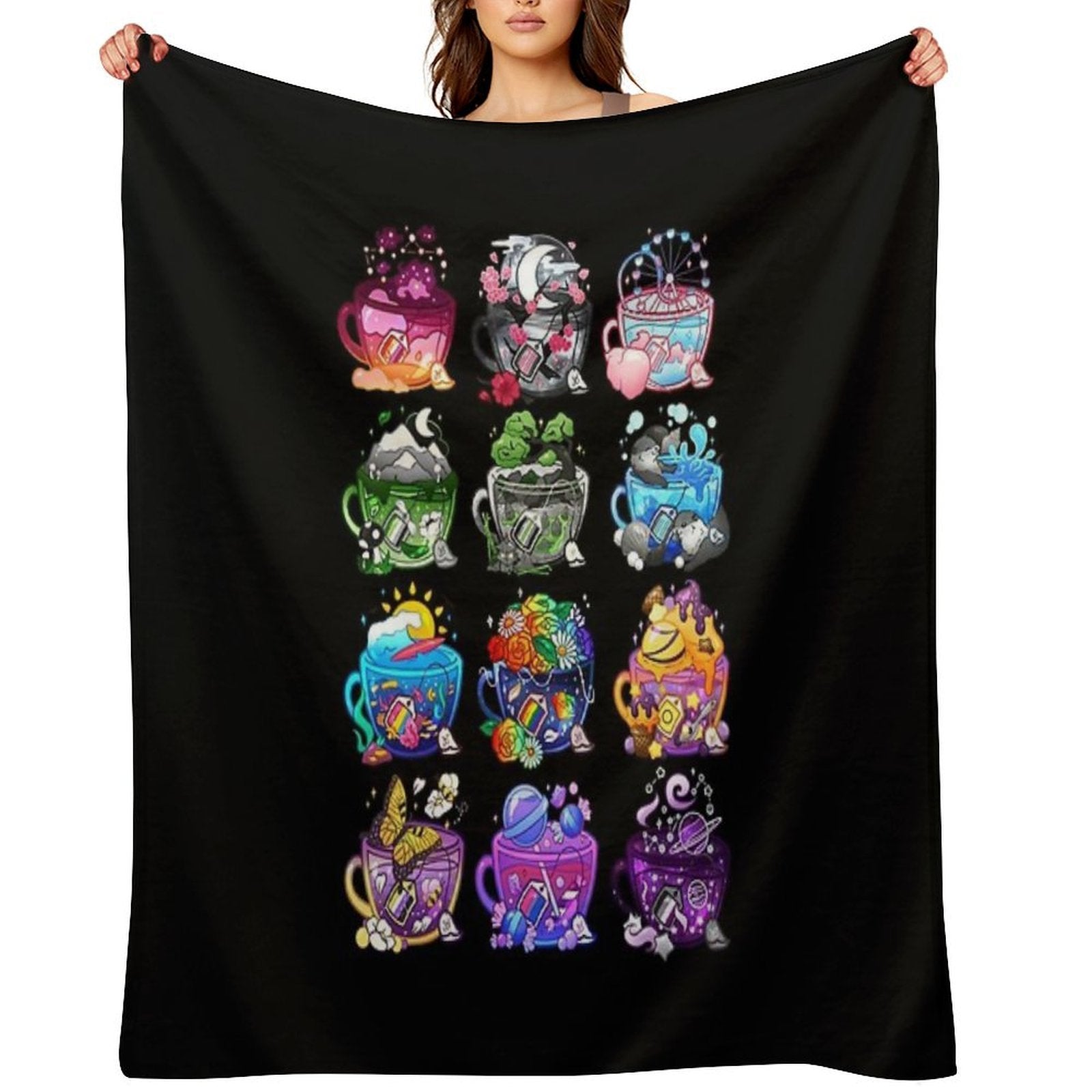 Pride Flag Teacup Collection Sustainable Throw Blanket