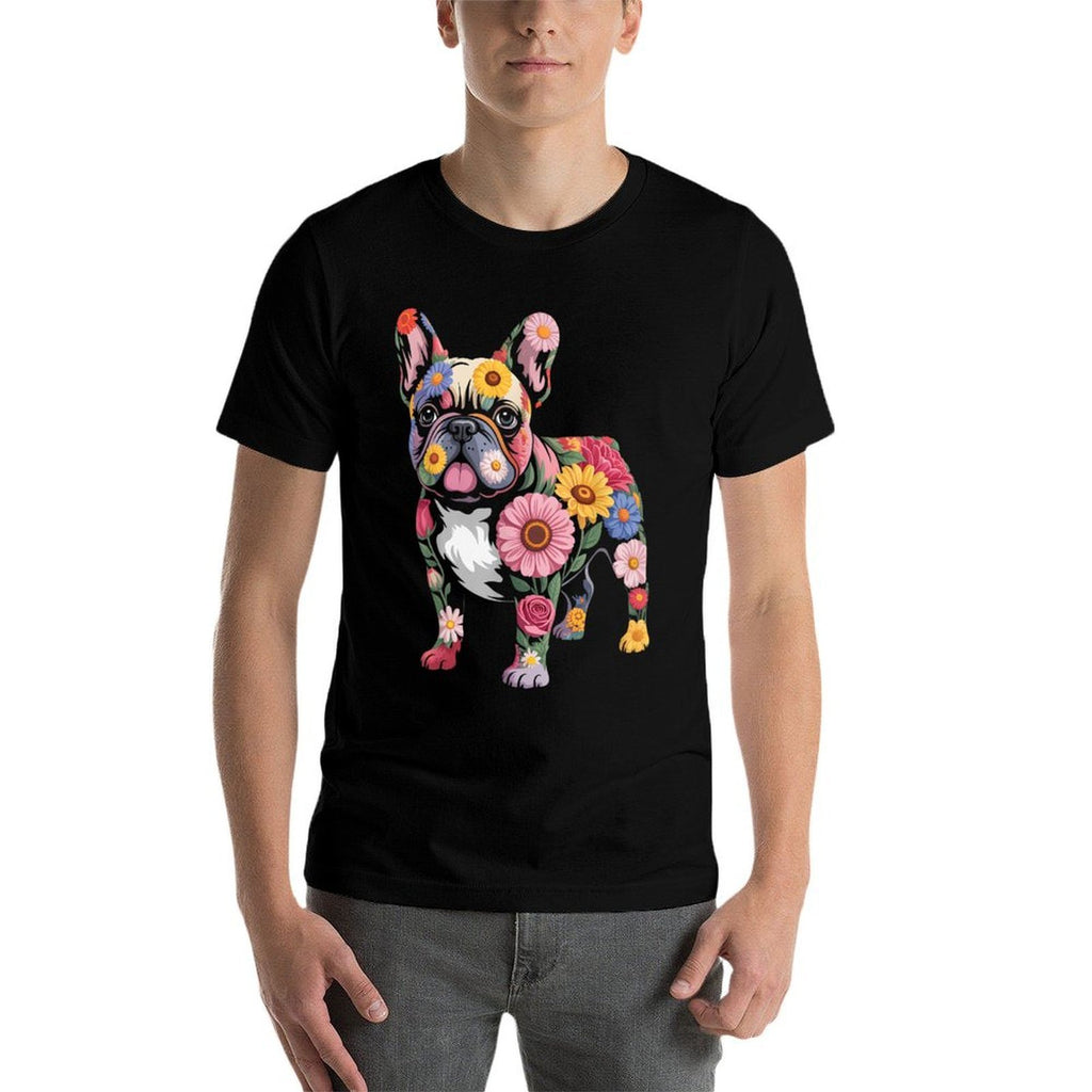 French Bulldog Flower Funny Dog  Breathable T-Shirt