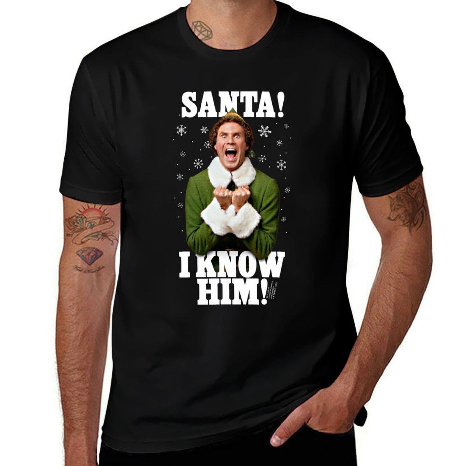 Elf Santa! I Know Him! Buddy Funny Christmas  Trendy Pattern T-Shirt