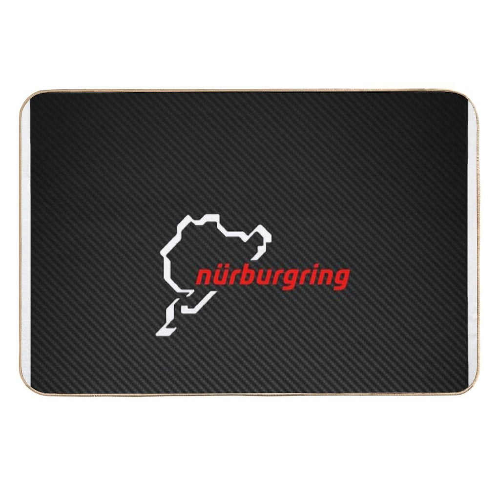 Nürburgring Carbon Fiber White  Red Durable Bath Mat