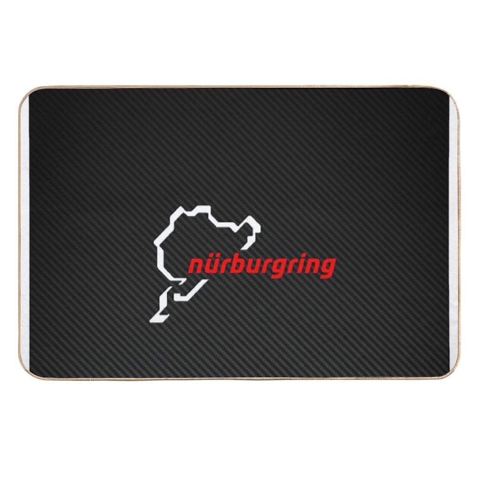Nürburgring Carbon Fiber White  Red Durable Bath Mat