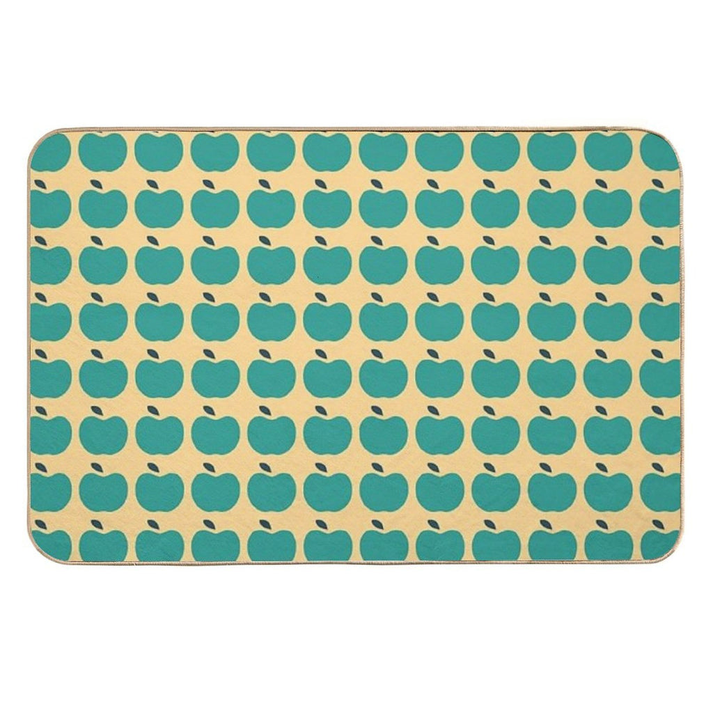Green Apples  Edible Garden  Abstract Fruit Pattern  Easy Maintenance Bath Mat