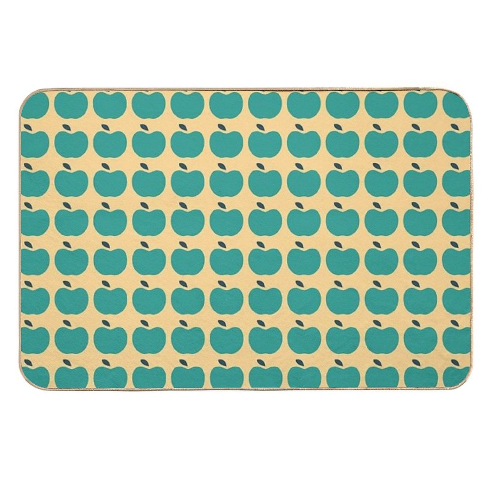 Green Apples  Edible Garden  Abstract Fruit Pattern  Easy Maintenance Bath Mat
