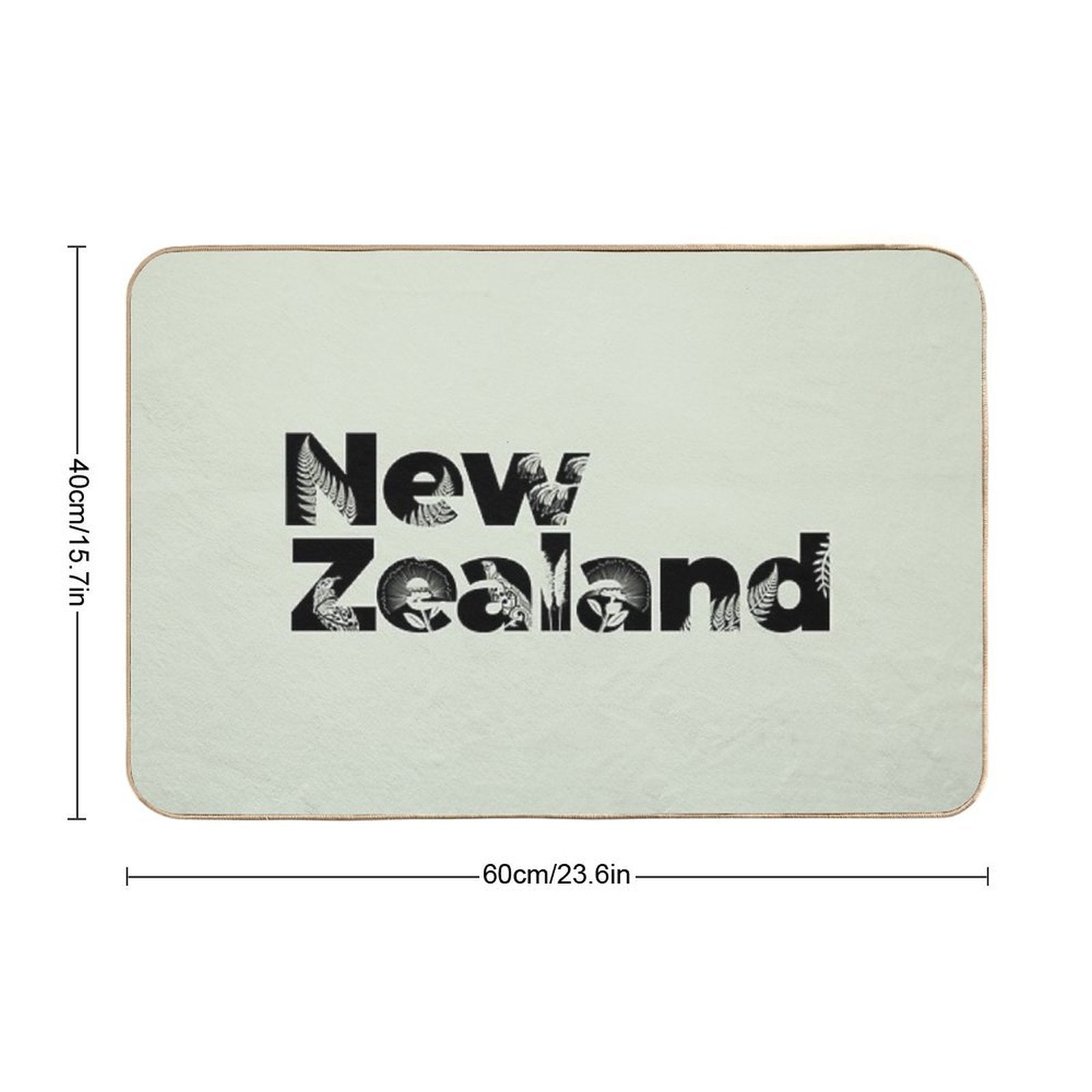 New Zealand Inset with Native Flora  Fade-Resistant Bath Mat