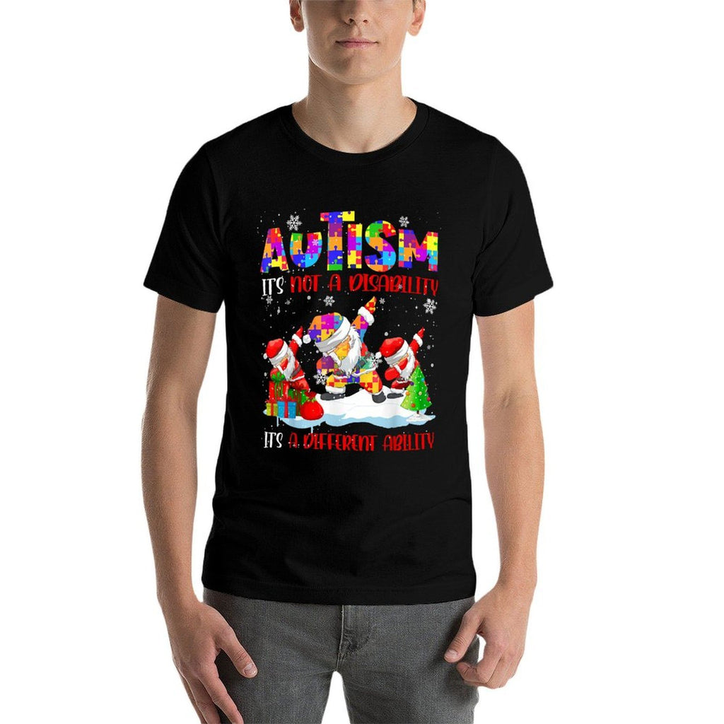Autism Its Not A Disability Dabbing Santa Christmas Autism  Trendy Pattern T-Shirt