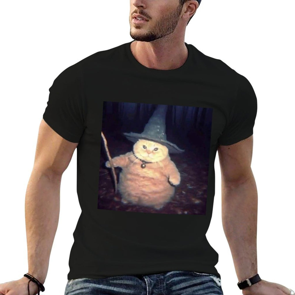 Wizard Cat Weird Funny Halloween Cat Meme  Tagless Design T-Shirt