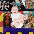 Surf, Rock, Guitar, Skull, Monsters, Lyrics, Faces, Funny Cartoons, Cats, Colourful Pop Art Collage of Art by Kludoman Quick-dry Throw Blanket