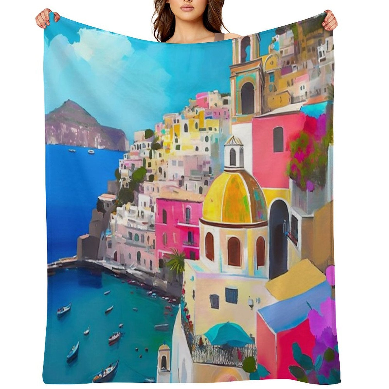 Amalfi Dreams Colorful Amalfi Coast in Italy Velvety-soft Throw Blanket