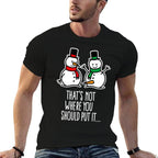 Naughty Christmas Saying Dirty Snowman Cartoon Ugly Xmas  Breathable T-Shirt