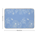 Blue, Floral, Pattern, Minimalist, Modern, Abstract, Fashion Print, Texture  Easy Maintenance Bath Mat