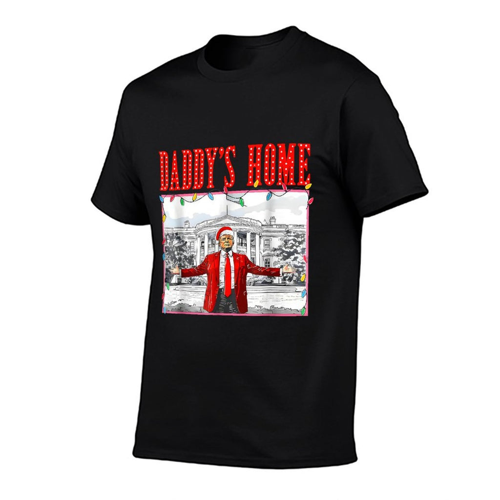 Daddys Home For Christmas Trump Santa Hat Xmas Light  Soft T-Shirt