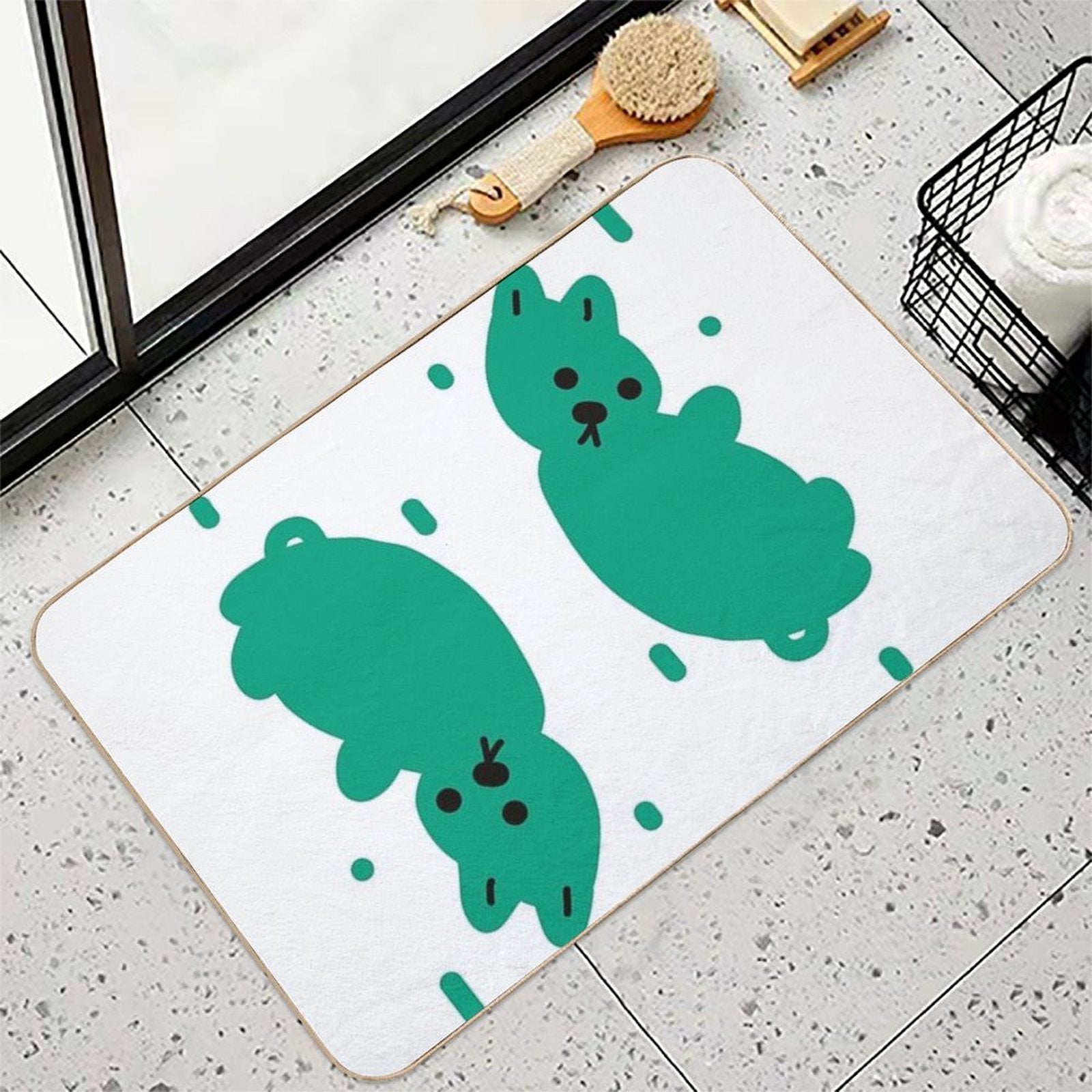 Cute Green Rabbit Rain  Stain-Proof Bath Mat