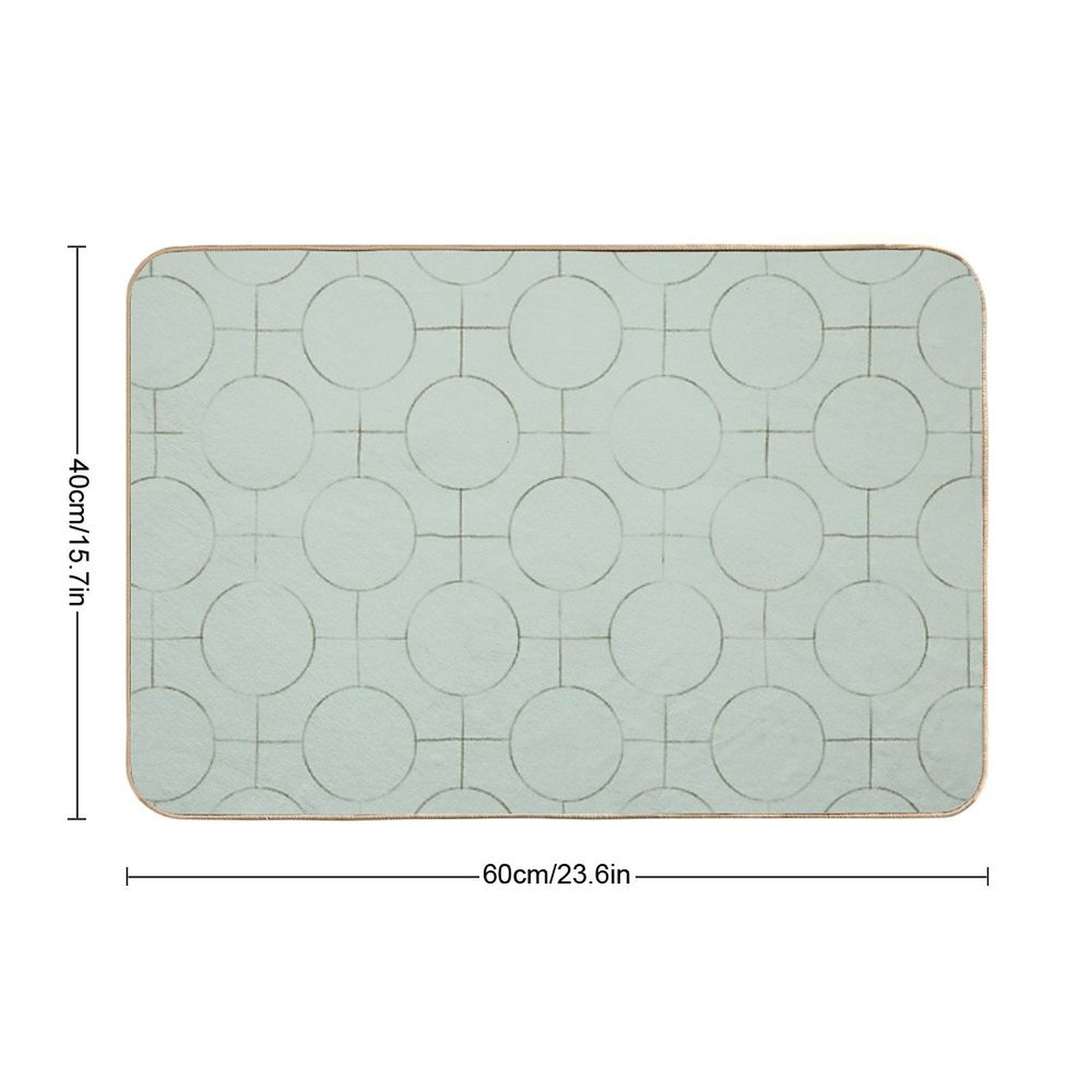 Mint Green Polka Dot Minimalist Pattern. Pencil Sketch Circles And Grid. Modern Japandi  Anti-Trip Bath Mat